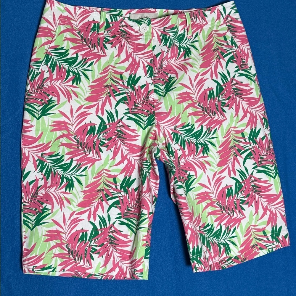 Talbots Tropical Bermuda Perfect Shorts Womens Sz 6 "Expressive Palms"